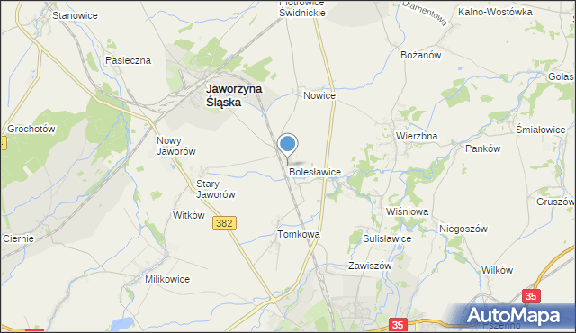 mapa Bolesławice, Bolesławice gmina Jaworzyna Śląska na mapie Targeo